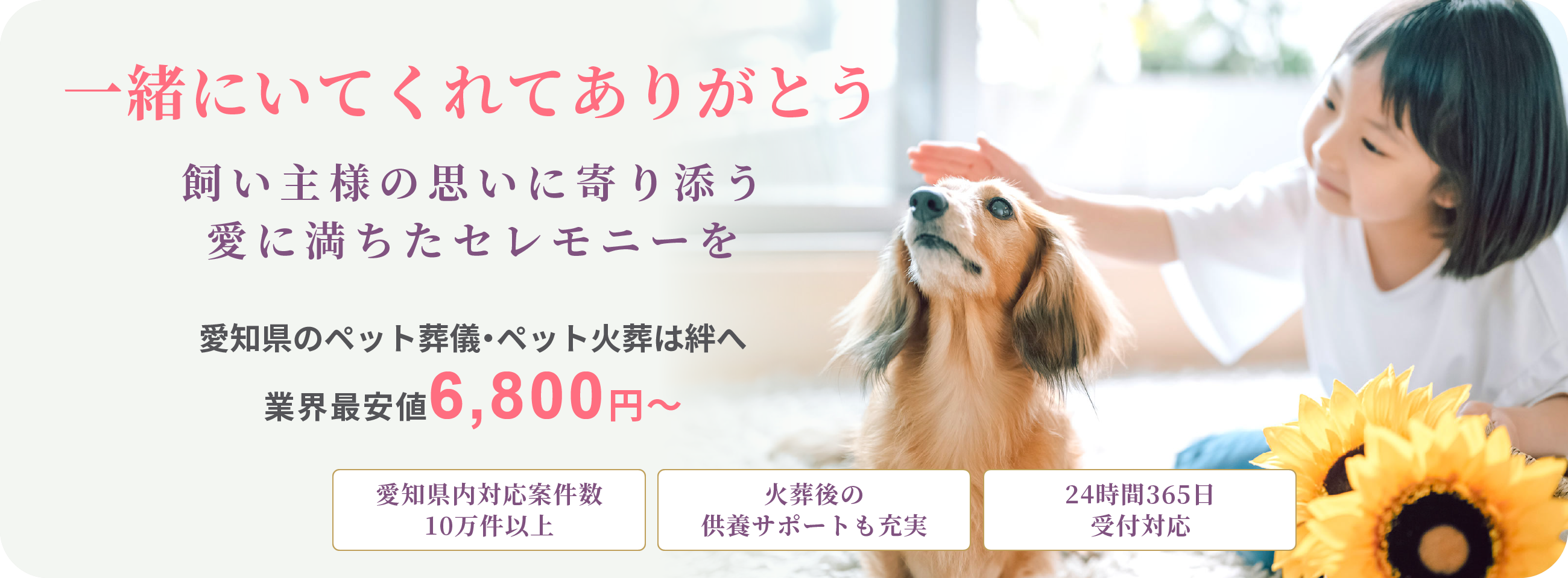 一緒にいてくれてありがとう 飼い主様の思いに寄り添う愛に満ちたセレモニーを